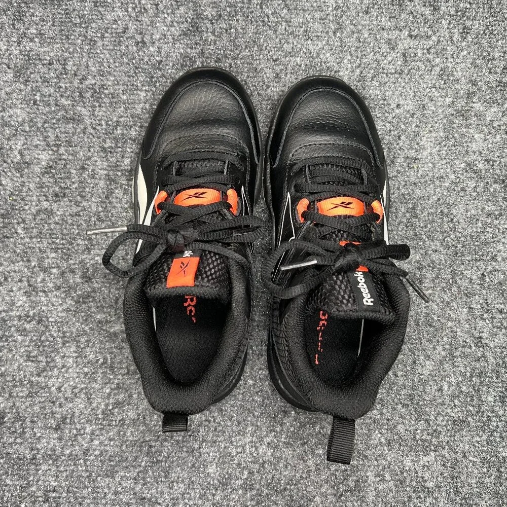 Reebok More Buckets Basketball Shoes Boy's 1.5 Black‎ Leather Athletic Sneakers